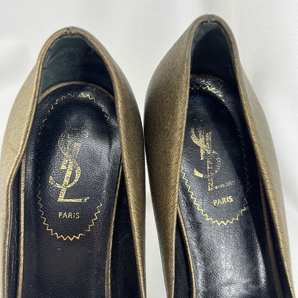 YSL Yves Saint Laurent open toe pumps heels bronze 38 - Picture 5 of 15